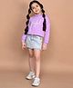 Lilpicks Couture Full Sleeves Joyful Text Detailed Printed Hooded Sweatshirt - Purple