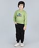 Aww Hunnie  Full Sleeves Monster Truck Printed Tee With Track Pants -  Green & Black