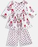 READIPRINT Three Fourth Sleeves Floral Printed Frock Style Kurta With Sharara - White