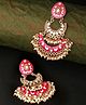 Yellow Chimes Meenakari Designed Multilayer Chandbali Earrings- Red
