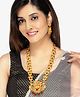 Yellow Chimes Traditional Goddess Designed Long Haram Necklace With Earrings - Golden
