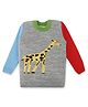 KNITCO Full Sleeves Giraffe Printed  Sweater  - Grey