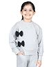 Aww Hunnie Full Sleeves Bow Applique Detail Sweatshirt  - Grey