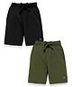 Kiddopanti Pack Of 2 Placement Printed Shorts - Jet Black & Military Green