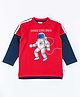 JusCubs Full Sleeves Astronaut Printed Tee - Red & Navy Blue
