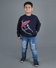 The Sandbox Clothing Co Full Sleeves Aeroplane Printed Sweatshirt - Navy Blue