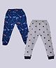 Kiwi 100% Cotton Pack of 2 Musical Instruments & Stars Printed Ribbed Bottom Track Pants - Blue & Grey