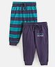 Doreme Cotton Ankle Length Lounge Pants Stripe & Text Print Pack Of 2 - Navy Blue & Green