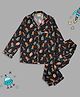 Pyjama Party Full Sleeves Space Printed Night Suit - Navy Blue