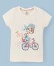 Ollypop Cotton Short Sleeves Top Girl Print - Cream