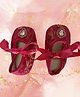 Coco Candy Leaf Designed Brocade Paisley Detailed Stone Embellished Booties - Dark Pink