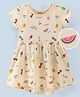 Ollypop Half Sleeves Watermelon Print Frock - Cream
