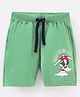 Lazy Bones Cotton Knee Length Shorts Skating Print- Green
