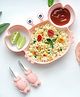 Starkiddo Crab Food Grade Silicone Suction Plates For Baby With Trainer Spoon & Fork - Pink