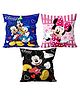 Kuber Industries Disney Team Minnie Mickey Print Silk Special Long Crush Cushion Covers Set of 3 - Royal Blue & Pink & Black