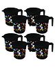 Kuber Industries Disney Team Mickey Print 8 Pieces Unbreakable Strong Plastic Bathroom Mug 500 ml - Black
