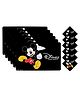Kuber Industries Disney Mickey Mouse PVC Dining Table Placemat with Tea Coasters Set Pack of 6 - Black