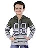 3PIN Full Sleeves Hooded Graphic Printed Sweatshirt - Green And Grey