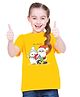 BRATMA Christmas Theme Half Sleeves Penguin Santa & Snowman Printed Tee -  Mustard Yellow