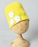 Funkrafts Flower Applique Handmade Woollen Cap - Yellow