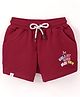Sundae Kids Cotton Lycra Shorts Text Print - Maroon