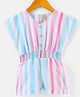Orrigany Cotton Knit Kimono Sleeves Jumpsuit Striped Pattern - Pink