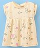 Little Kangaroos Short Sleeves Frock Bird & Ice Cream Print- Yellow