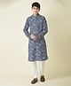 Tabard Pure Cotton Full Sleeves Seamless Glyphics Printed Kurta - Blue