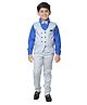 P-MARK Full Sleeves Bow Embellished Solid Shirt With Checkered Pant And Waistcoat Set - Blue