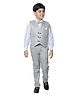 P-MARK Full Sleeves Solid Three Piece Party Waistcoat Set - Grey & Blue