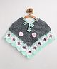 MayRa Knits Full Sleeves Flower Crochet Hand Knitted Poncho Sweater - Grey