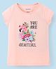 Lazy Bones Cotton Half Sleeves Top You Are Beautiful Print - Babypink