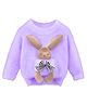 Little Surprise Box Full Sleeves Bunny Applique  Sweater - Purple