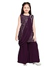 Betty By Tiny Kingdom Sleeveless Bead work With Flower & Seamless Sequin Swirls Embroidered Draped Kurta With Palazzo - Purple