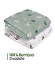 Mush Ultra Soft Comfortable and Multipurpose 100% Bamboo Baby Swaddle & Wrapper Pack of 2 - White & Green