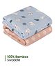 Mush Ultra Soft Comfortable and Multipurpose 100% Bamboo Baby Swaddle & Wrapper Pack of 2 - Peach & Blue