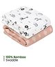 Mush Ultra Soft Comfortable and Multipurpose 100% Bamboo Baby Swaddle & Wrapper Pack of 2 - Grey & Peach