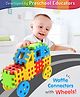 Intelliskills Premium 47-Piece Huge Waffle Connector Building Blocks with Wheels | Multicoloured | Activity Toys | Smooth Edges for Kids | Fun Play with Unlimited Formations Construction Puzzle | Best Gift for Children 