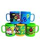 FunBlast Embossed Cartoon Print Milk Mugs Pack of 5 - 350ml Each (Color May Vary)