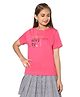 TeenTrums Half Sleeves Exclusivity Typographic Glitter Printed Tee - Pink