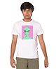 TeenTrums Half Sleeves Alien Graphic Printed Tee - White