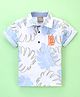 Little Kangaroos Half Sleeves T-Shirt Leaf Print- White