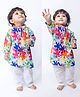 KNITROOT Holi Theme Full Sleeves Colour Splash Printed Kurta Pajama Set - Multi Colour