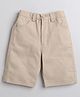 Aww Hunnie Solid Cotton Twill Shorts With Front And Back Pockets - Beige