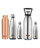 USHA SHRIRAM Pure Copper Bottle Insulated Stainless Steel Water Bottle Pack of 5 Silver - 3500 ml