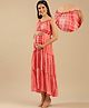 Shades Of Sabi Sleeveless Shibori Printed Tiered Maternity Dress - Coral Pink