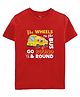 Zeezeezoo Half Sleeves Bus Theme Wheels On The Bus Go Round Printed Tee - Red