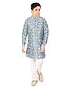 CAVIO Full Sleeves Ethnic Motif Floral Printed Kurta & Pajama Set - Grey