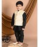 Pehanaava Full Sleeves Solid Kurta With Pyjama & Sleeveless Sequin Embellished Bandh Gala Waistcoat -  Black