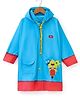 Babyhug Full Sleeves Hooded Monster Graphics Raincoat - Blue